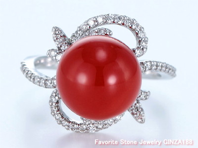 Favorite Stone】New arrival:Sango (Coral) K18WG Ring 11mm | GINZA