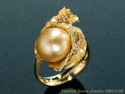 11.5 mm Natural Golden Pearl Ring