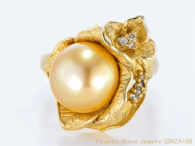 11.5 mm Natural Golden Pearl Ring