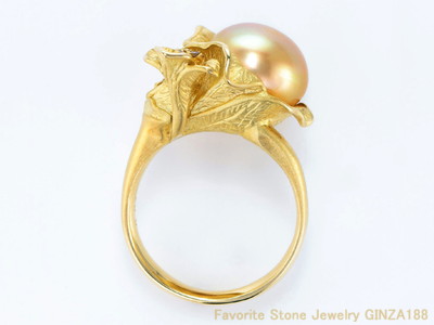 11.5 mm Natural Golden Pearl Ring