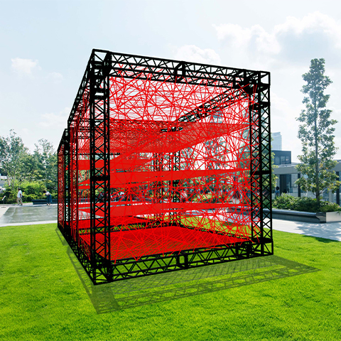 孔雀のペイントアート 赤いフレーム 赤と金の芸術的な孔雀イラスト素材