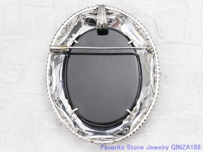 Black Onyx Cameo Pendant Brooch